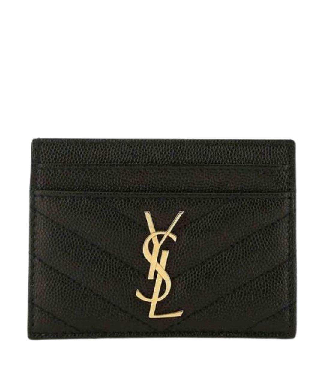SAINT LAURENT Черный кожаный кардхолдер, фото 1