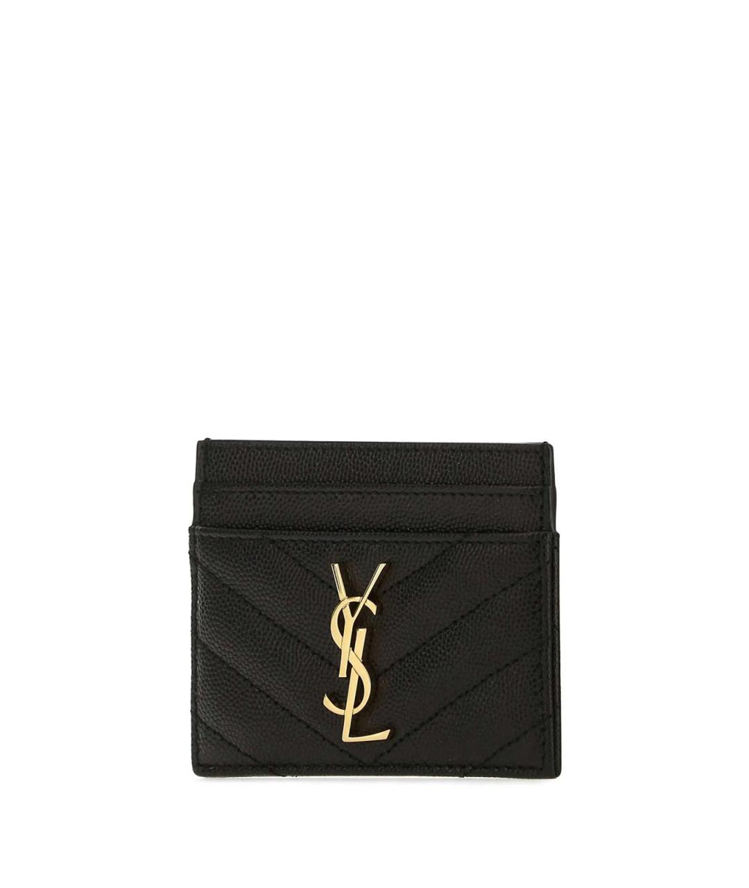 SAINT LAURENT Черный кожаный кардхолдер, фото 3