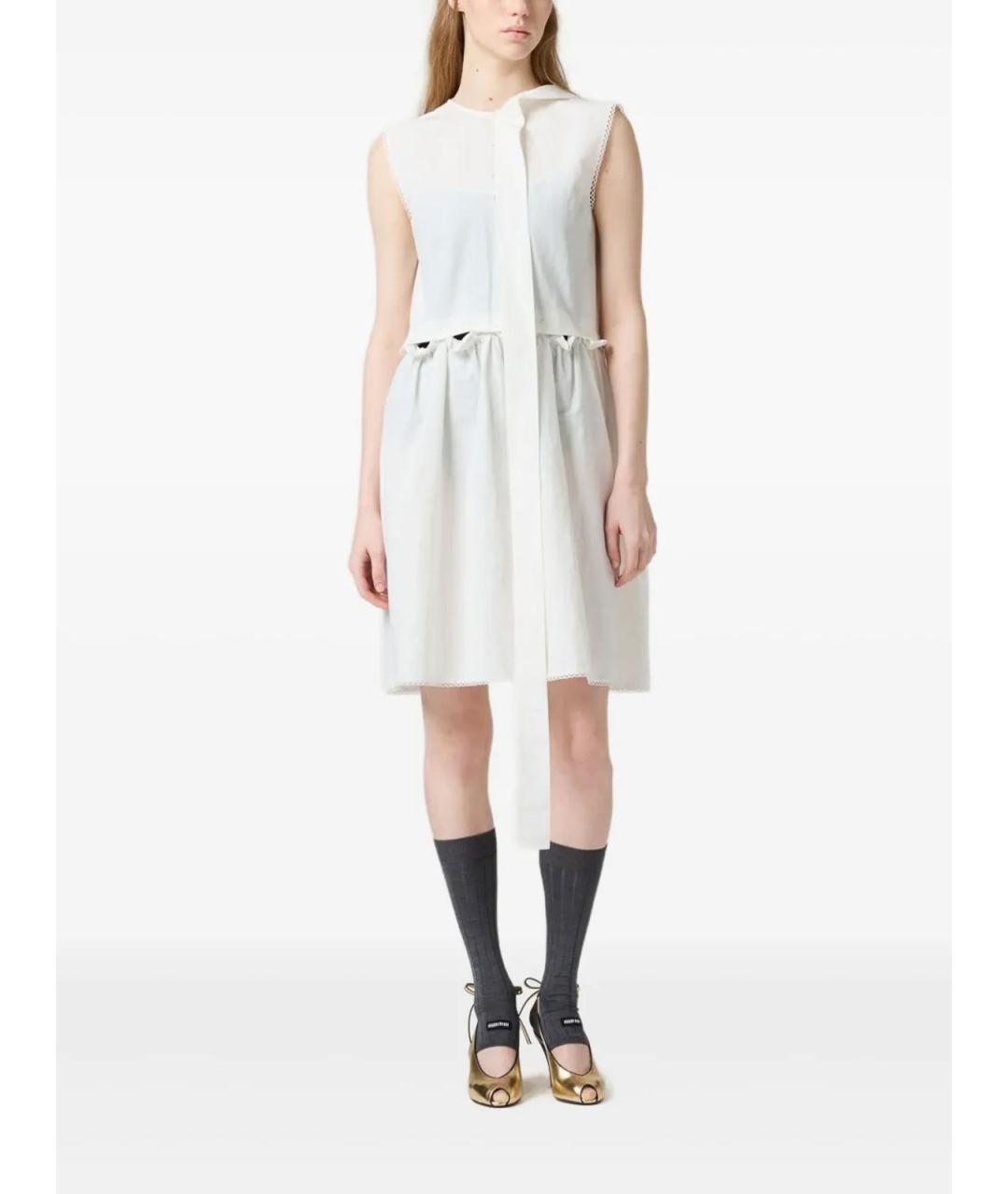MIU MIU Белое хлопковое повседневное платье, фото 2