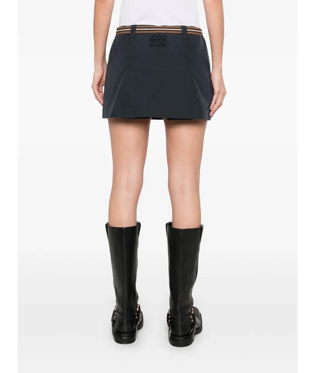 MIU MIU Черная хлопковая юбка мини, фото 4