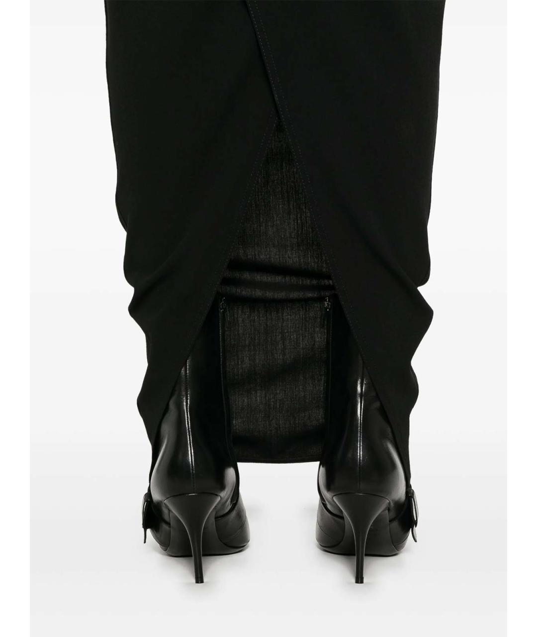 RICK OWENS Черная шерстяная юбка макси, фото 5