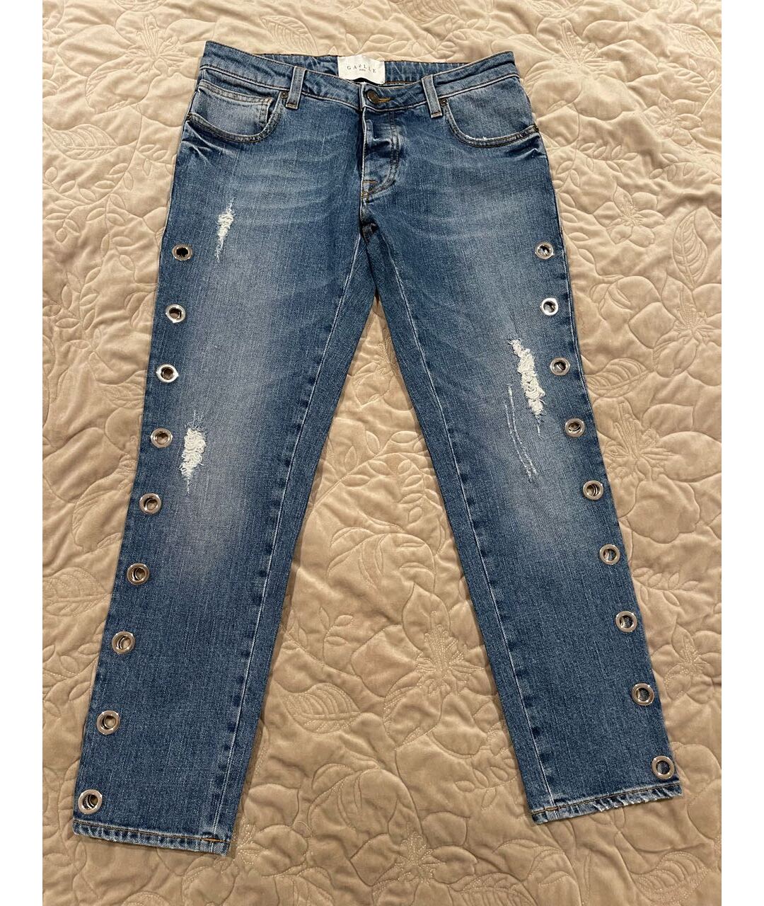 GAELLE BONHEUR Синие хлопковые прямые джинсы, фото 5