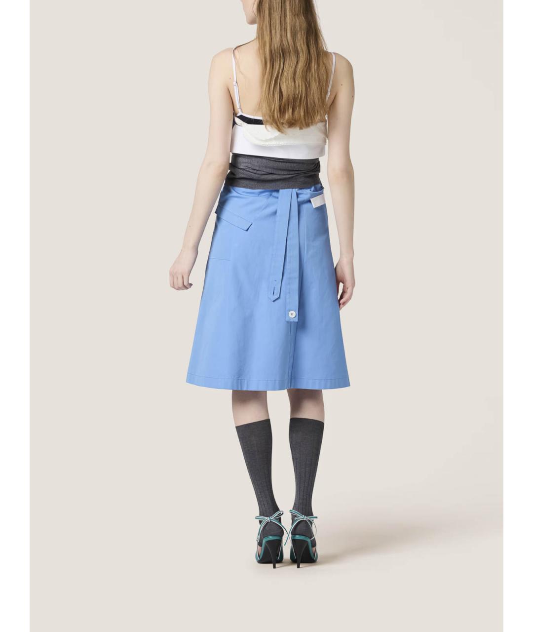 MIU MIU Голубое хлопковое повседневное платье, фото 3