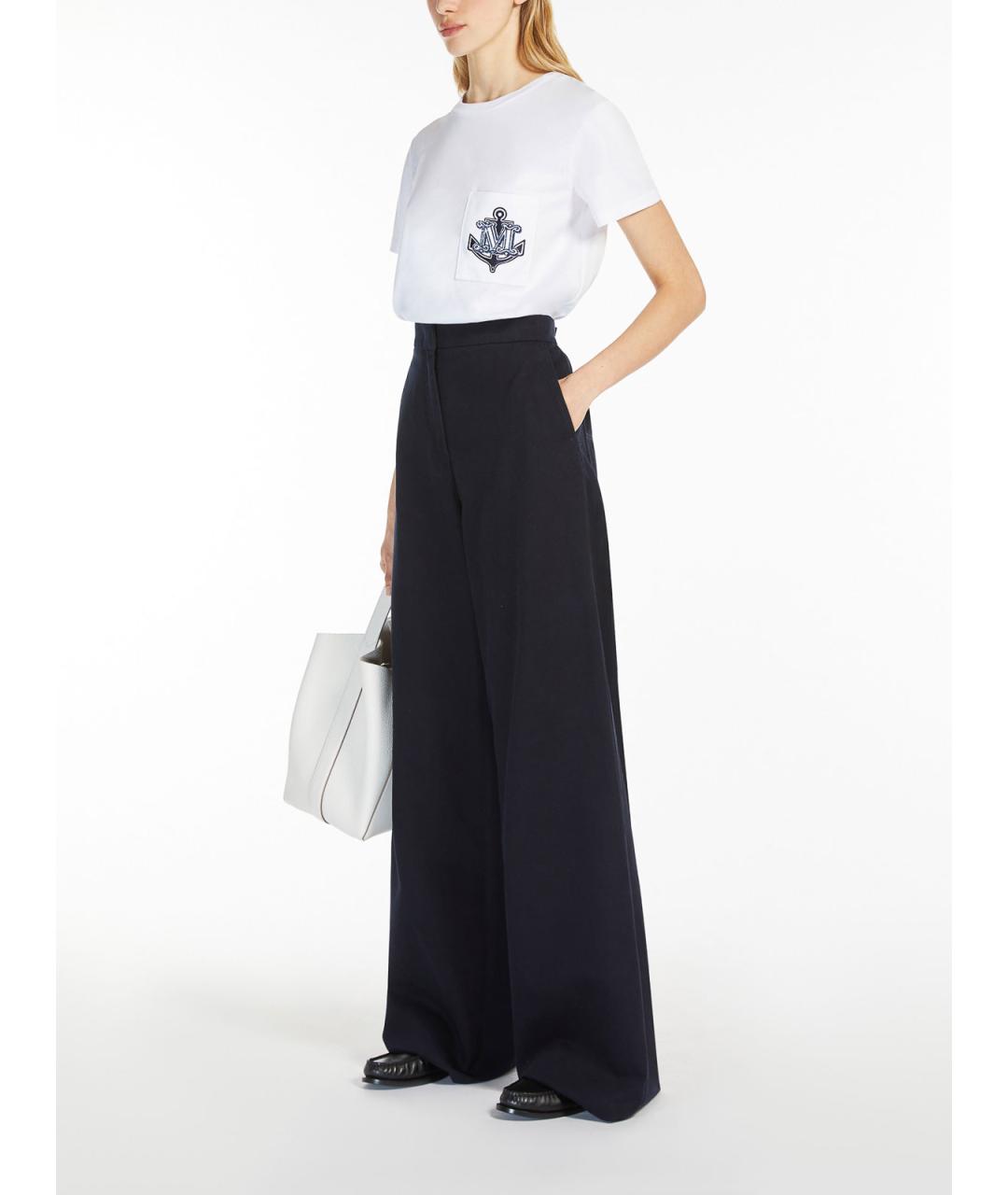 MAX MARA Синяя хлопковая футболка, фото 2