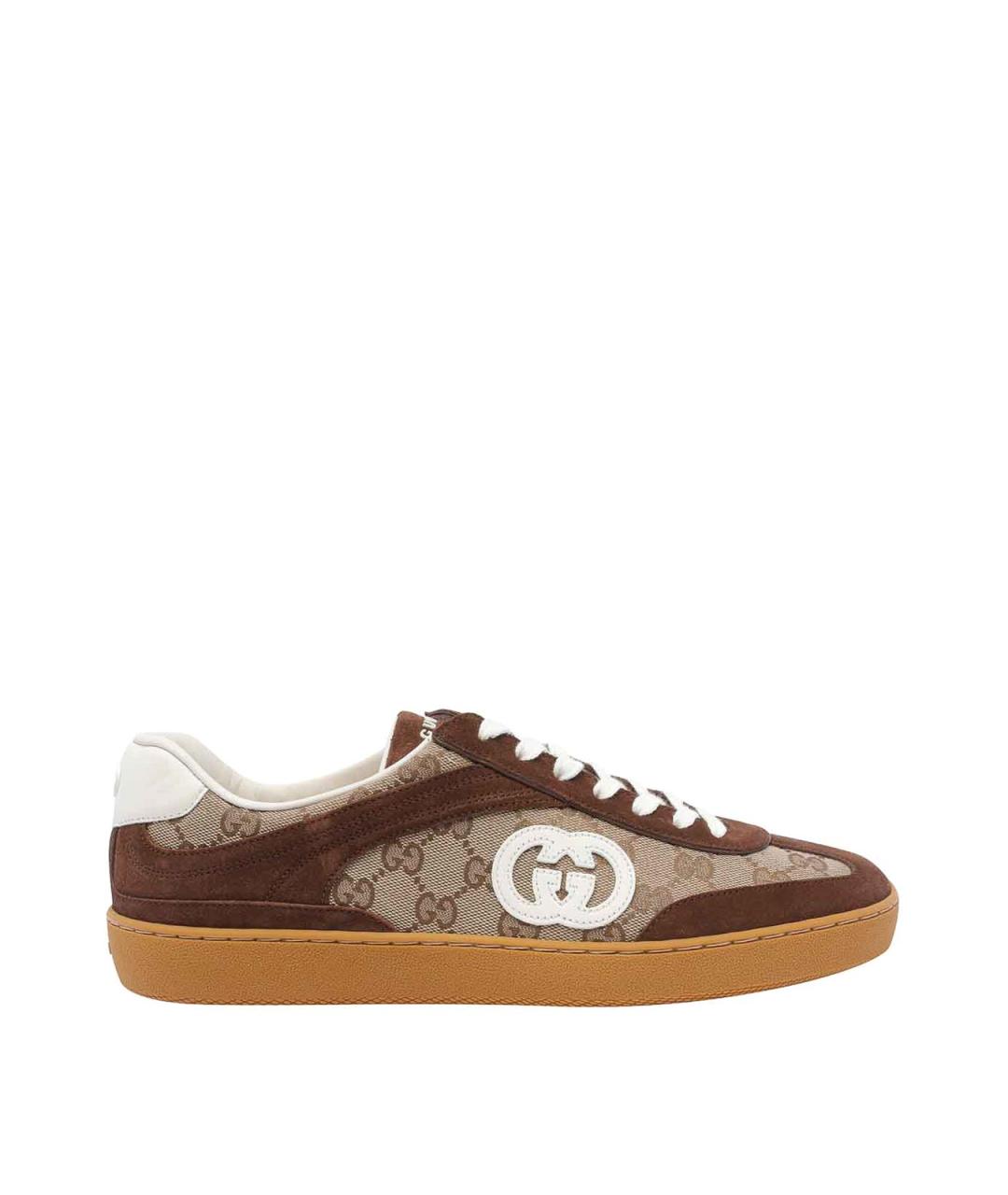 GUCCI Коричневые замшевые низкие кроссовки / кеды, фото 1