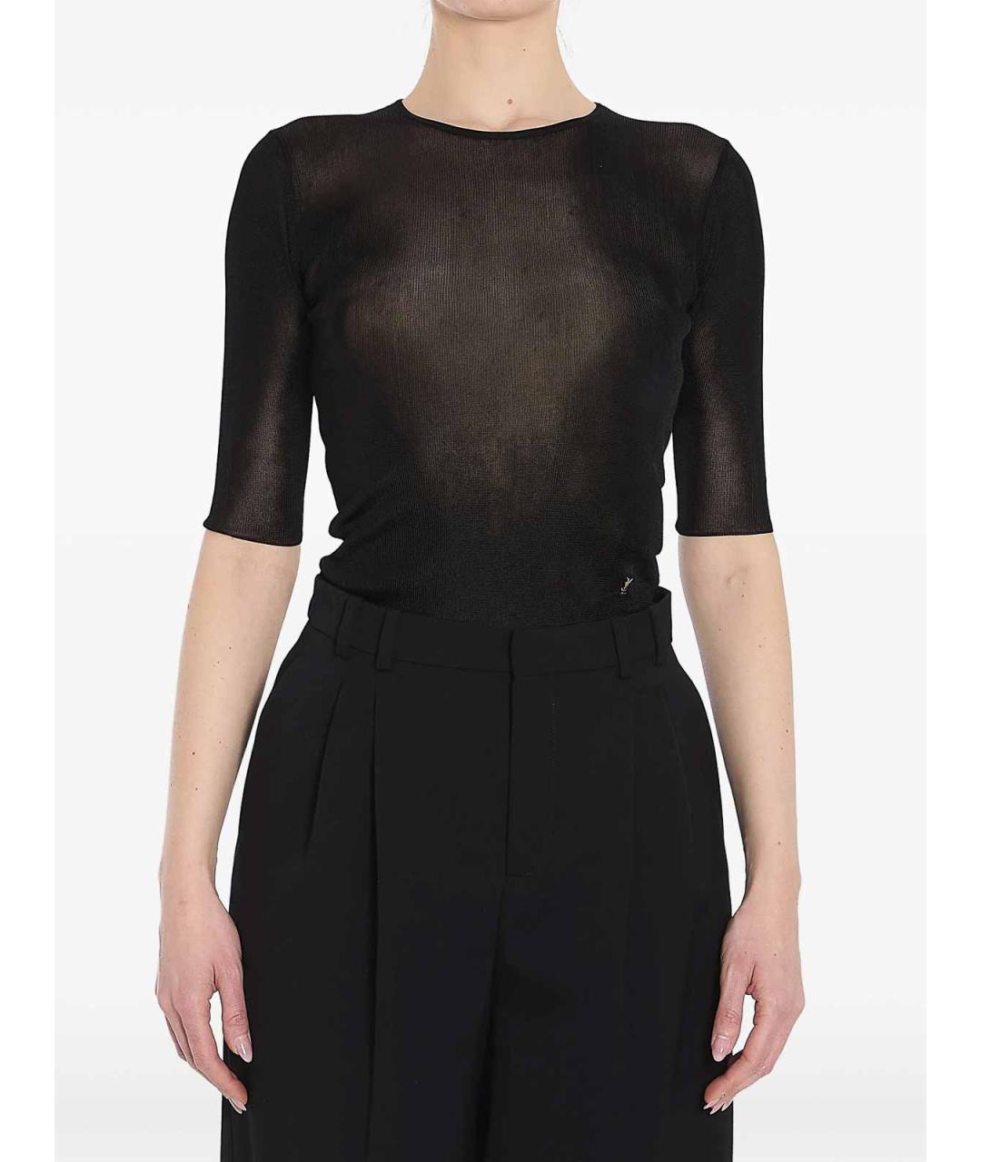 SAINT LAURENT Черная вискозная майка, фото 2
