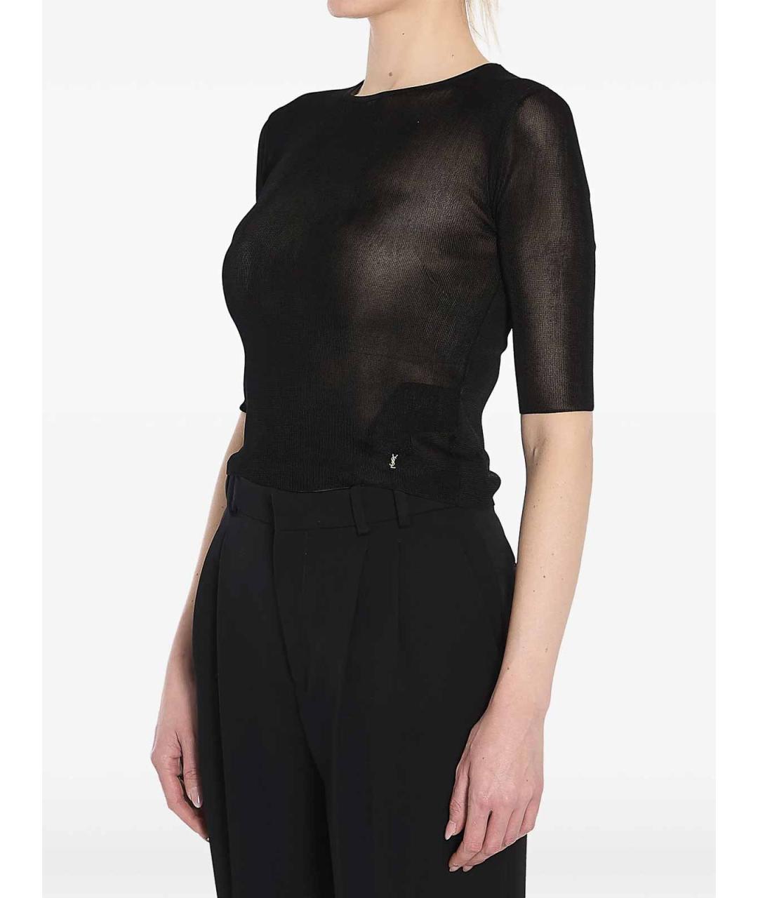 SAINT LAURENT Черная вискозная майка, фото 5