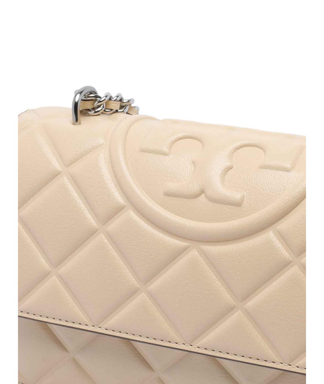 TORY BURCH Бежевая кожаная сумка через плечо, фото 4