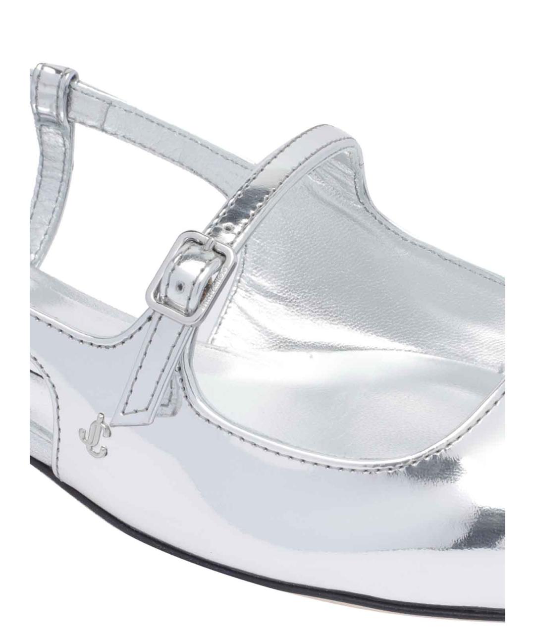 JIMMY CHOO Серебряные кожаные балетки, фото 4