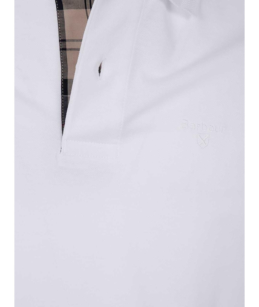 BARBOUR Белое хлопковое поло с коротким рукавом, фото 3