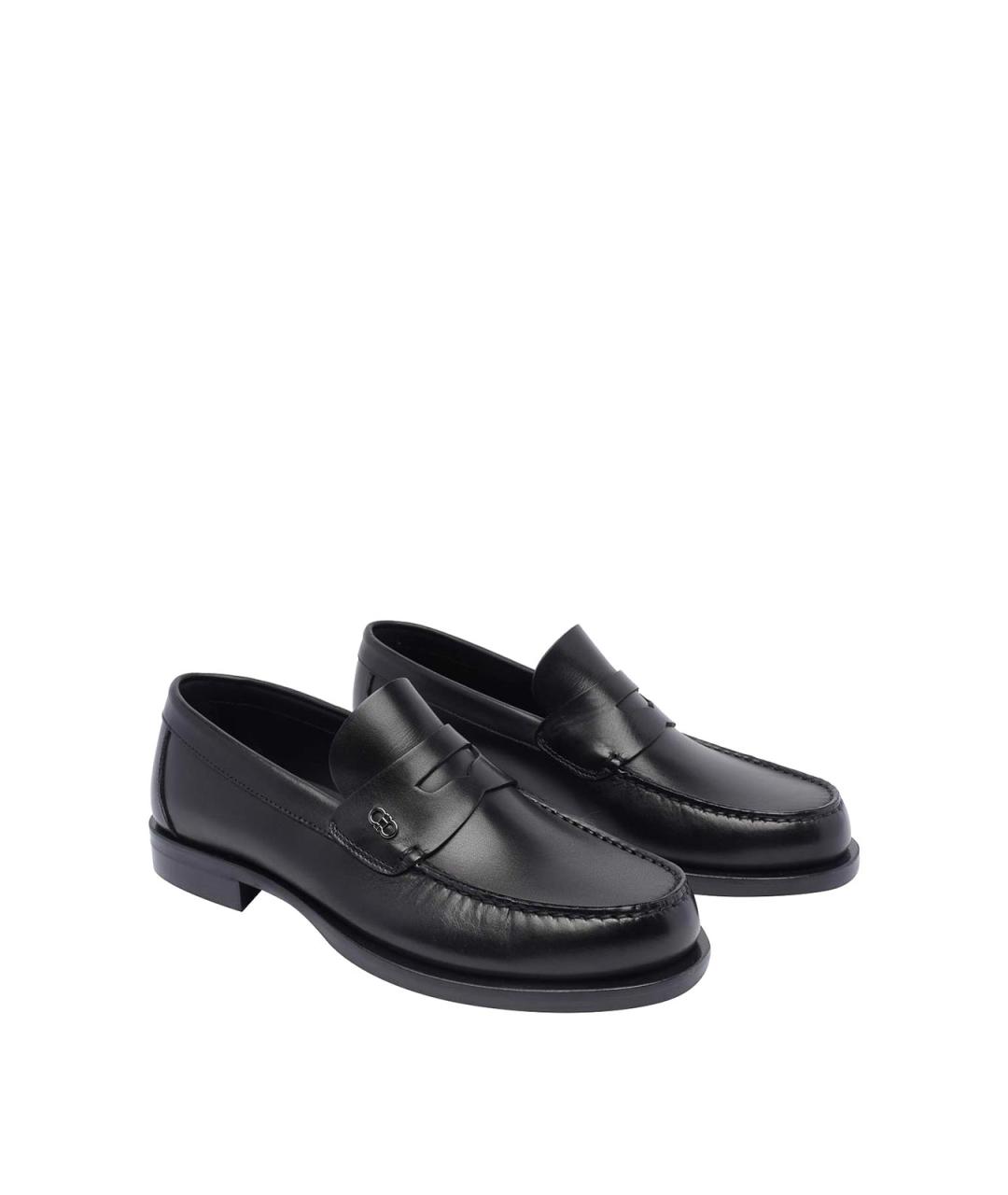 FERRAGAMO Черные кожаные лоферы, фото 2