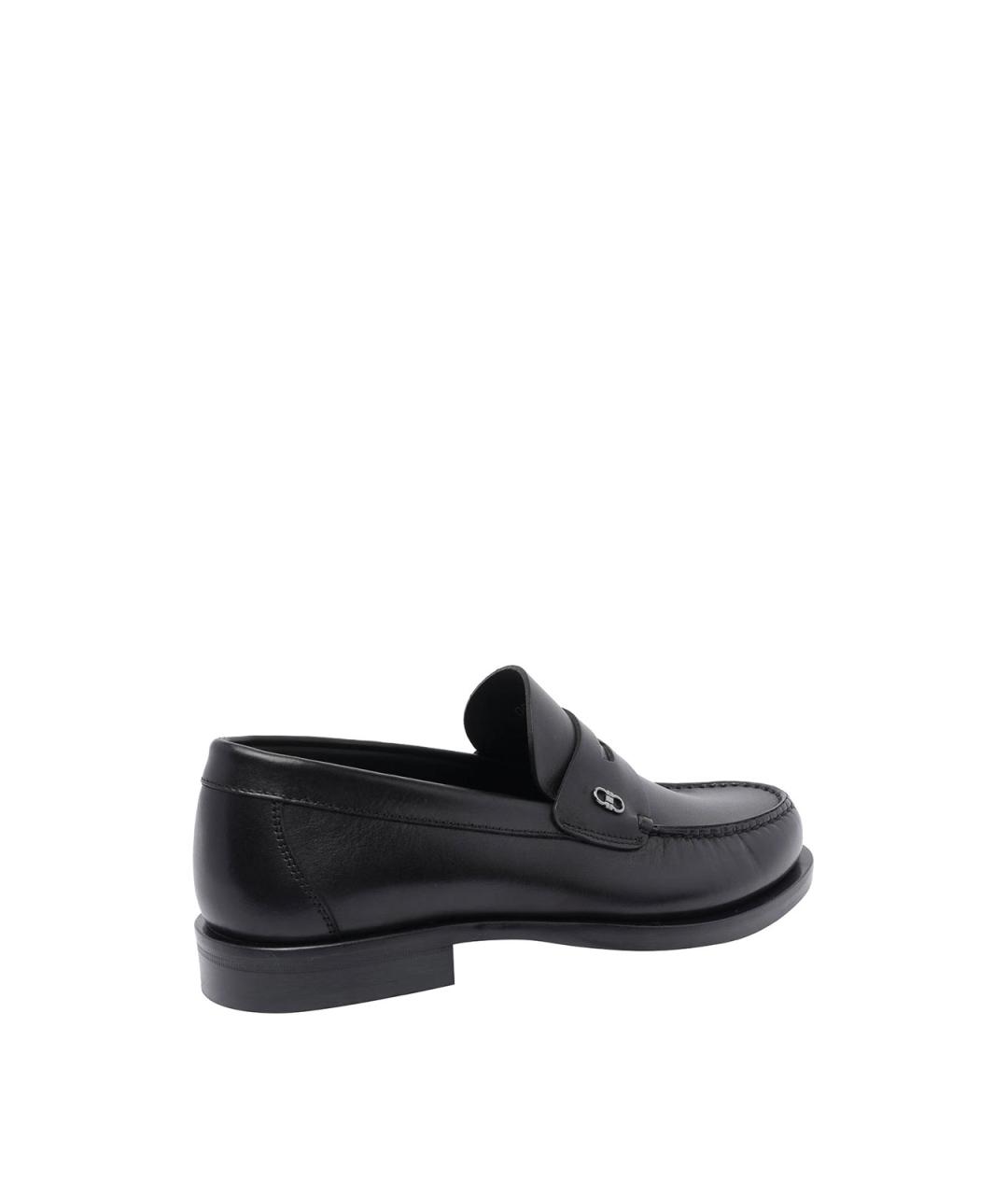 FERRAGAMO Черные кожаные лоферы, фото 3