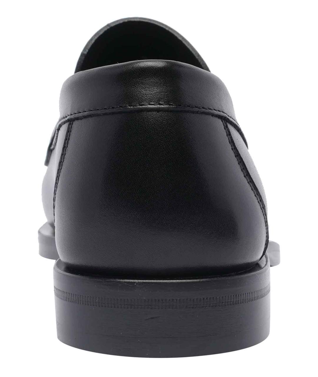 FERRAGAMO Черные кожаные лоферы, фото 4