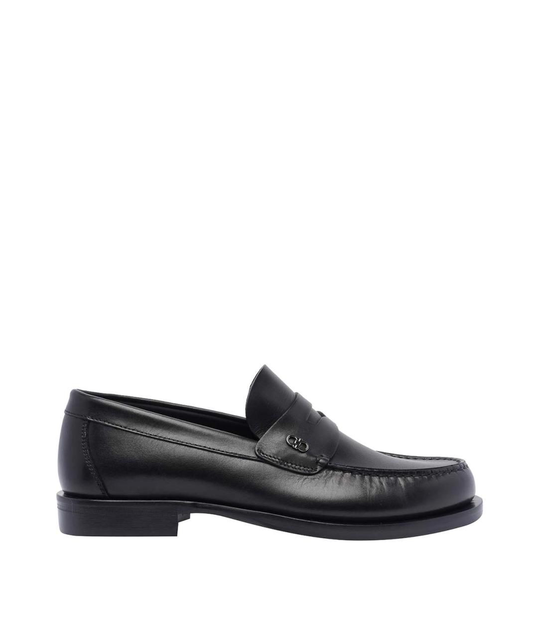 FERRAGAMO Черные кожаные лоферы, фото 1