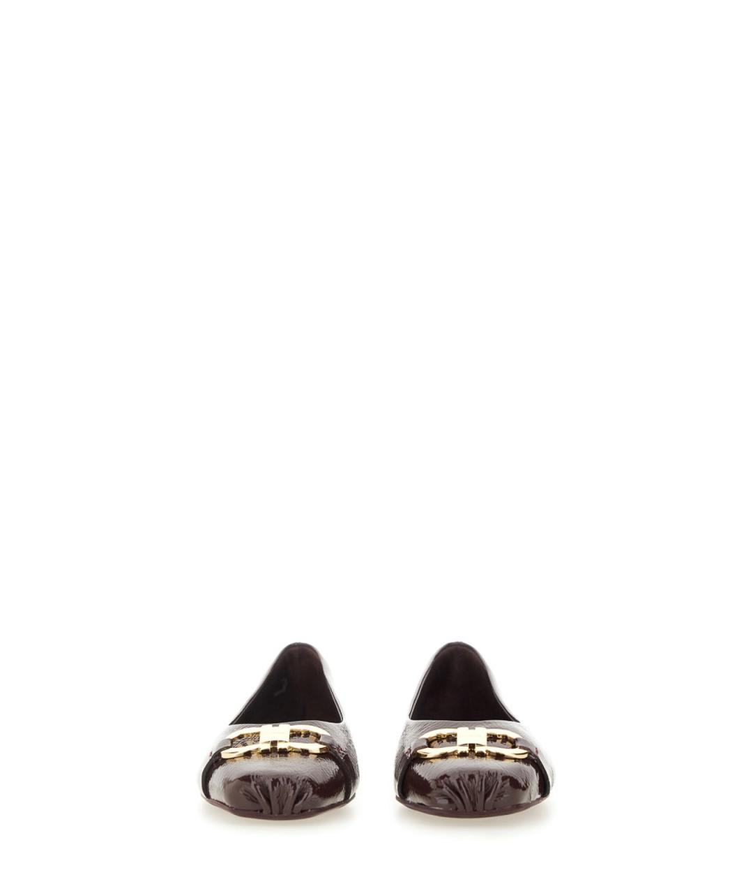 FERRAGAMO Бордовые кожаные балетки, фото 4