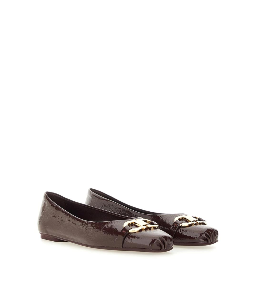 FERRAGAMO Бордовые кожаные балетки, фото 2