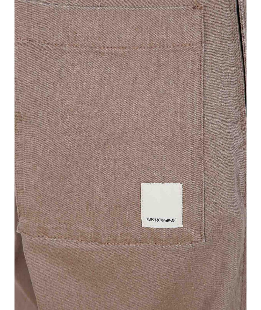 EMPORIO ARMANI Коричневые хлопковые повседневные брюки, фото 3