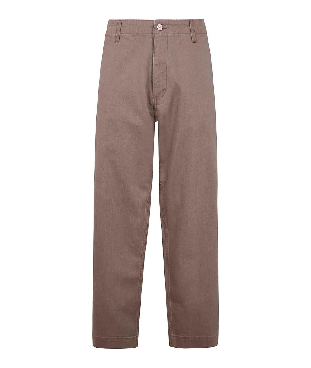EMPORIO ARMANI Коричневые хлопковые повседневные брюки, фото 1