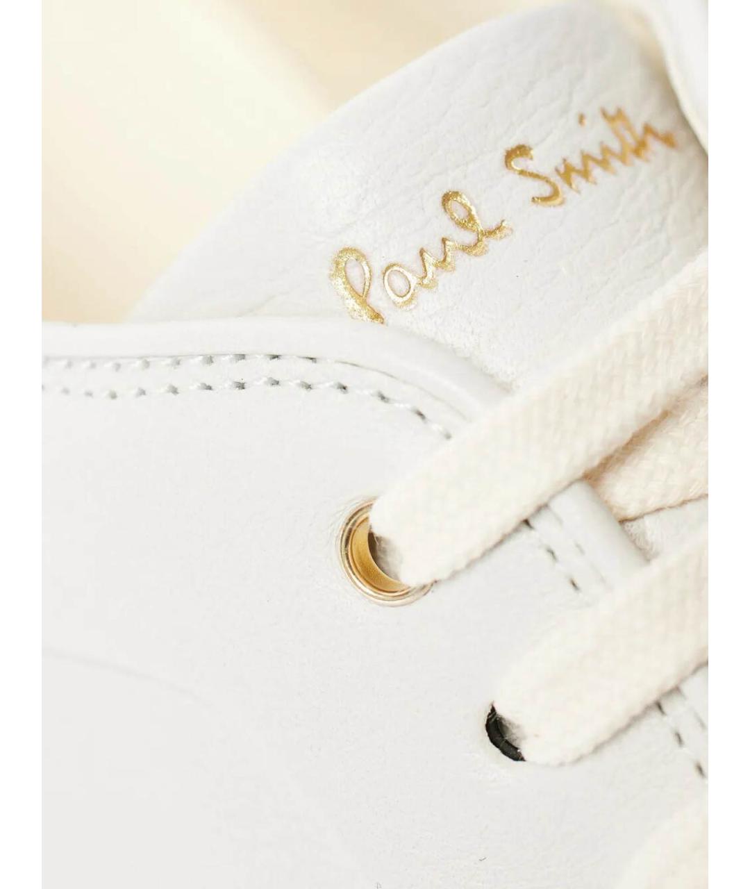 PAUL SMITH Белые кожаные низкие кроссовки / кеды, фото 3