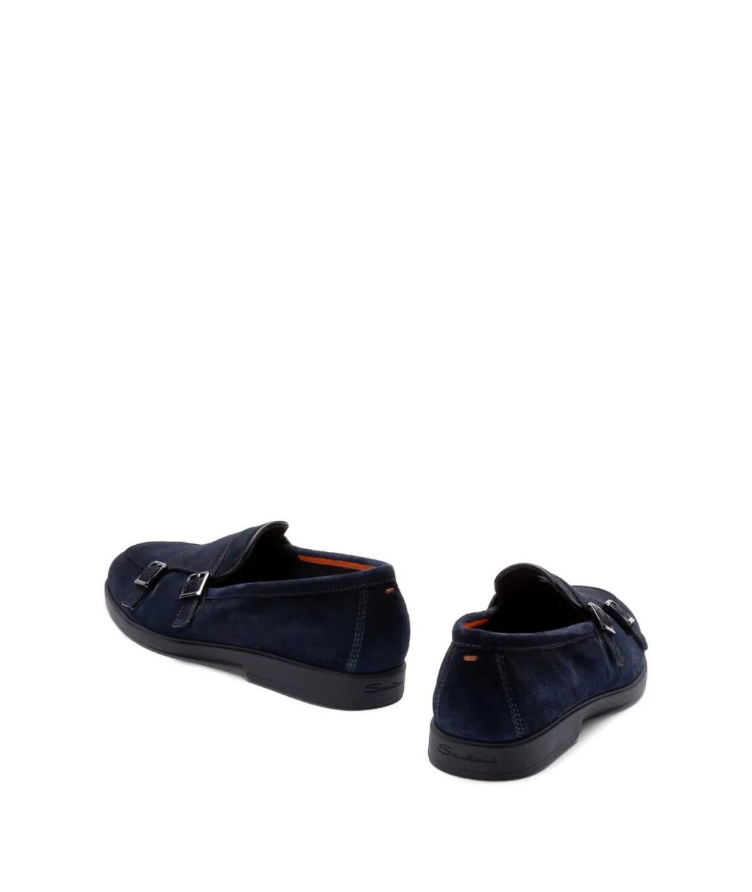 SANTONI Синие кожаные лоферы, фото 5