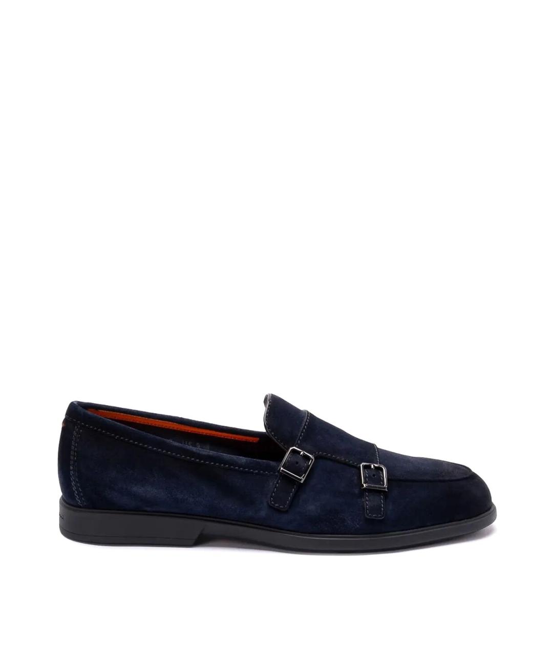 SANTONI Синие кожаные лоферы, фото 1