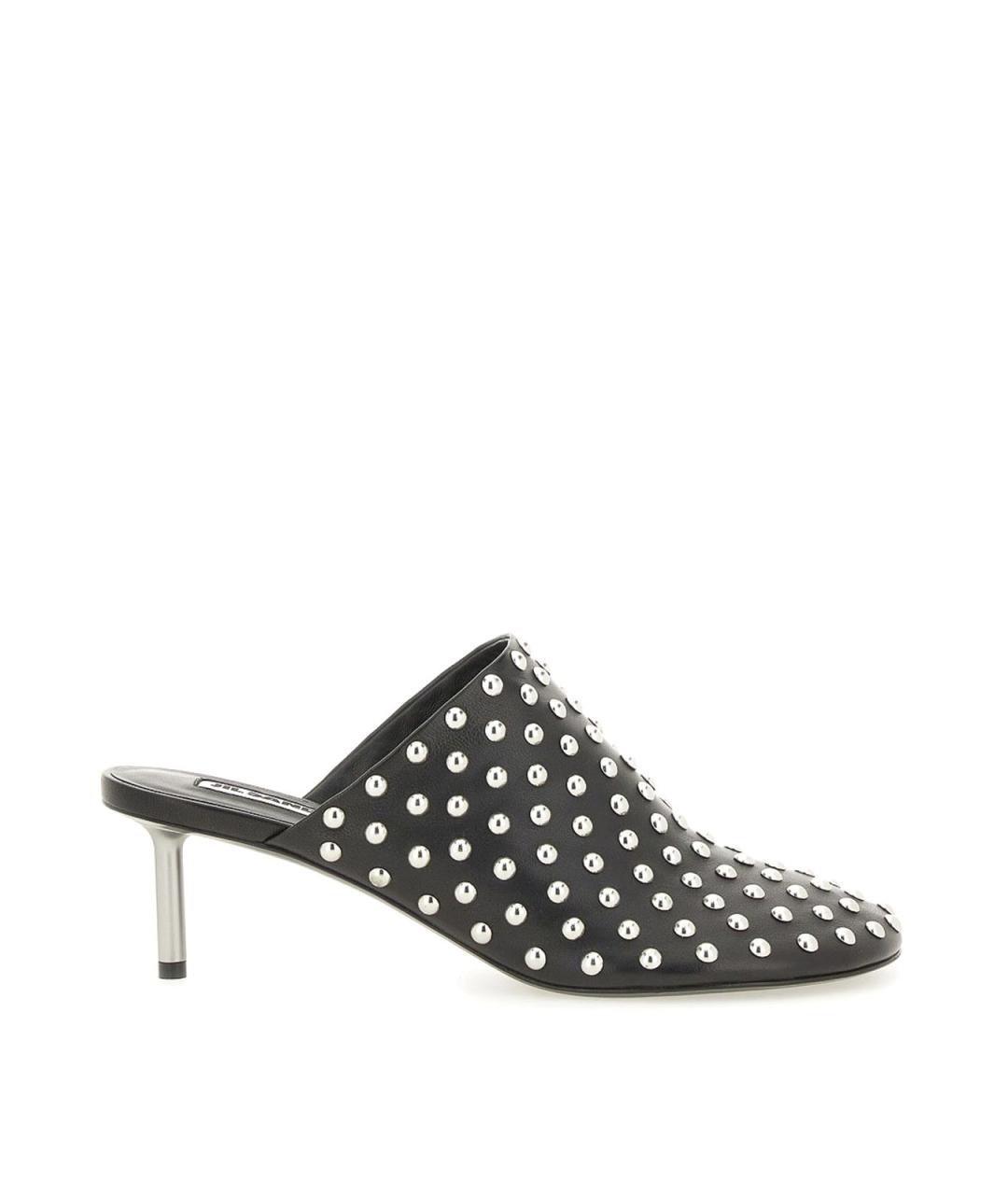 JIL SANDER Черные кожаные мюли, фото 1