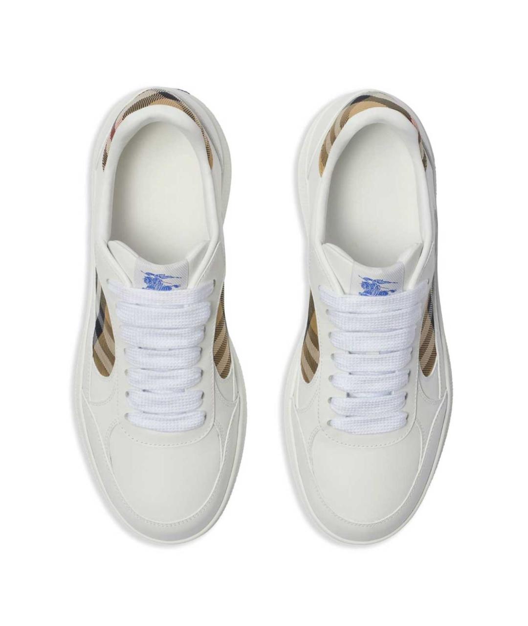 BURBERRY Белые кожаные низкие кроссовки / кеды, фото 4