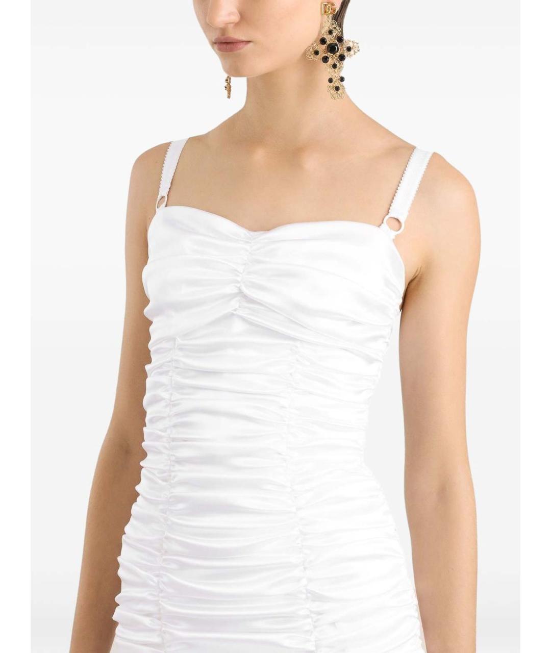 DOLCE&GABBANA Белое ацетатное коктейльное платье, фото 5