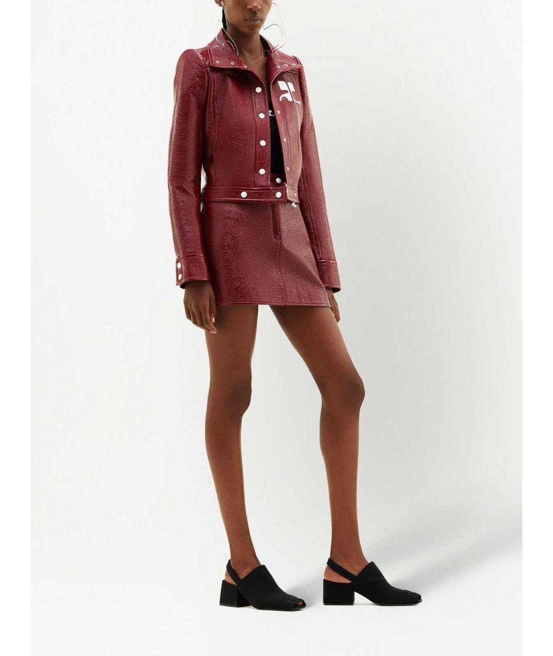 COURREGES Красная кожаная юбка мини, фото 4