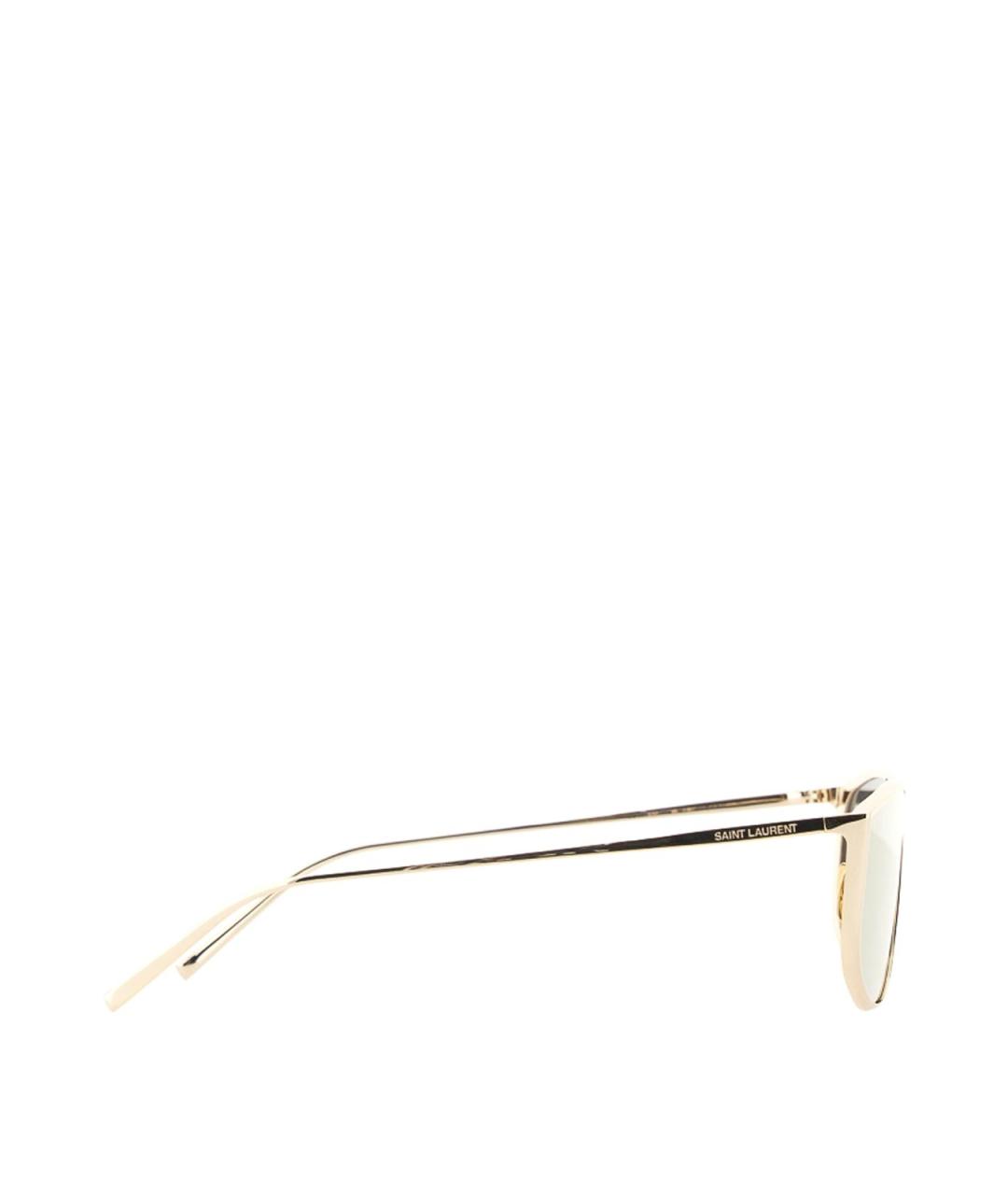 SAINT LAURENT Золотые металлические солнцезащитные очки, фото 2