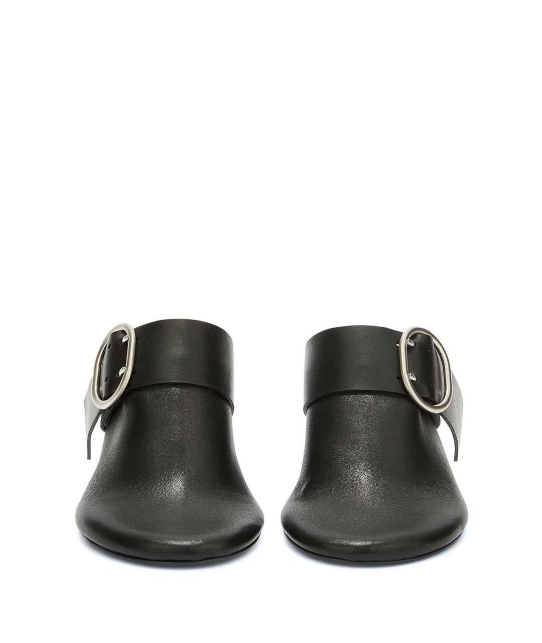 JIL SANDER Черные кожаные мюли, фото 4