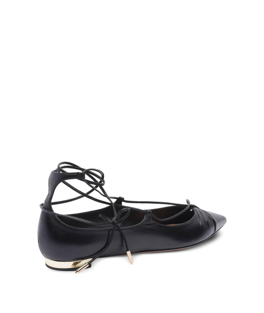 AQUAZZURA Черные кожаные балетки, фото 4