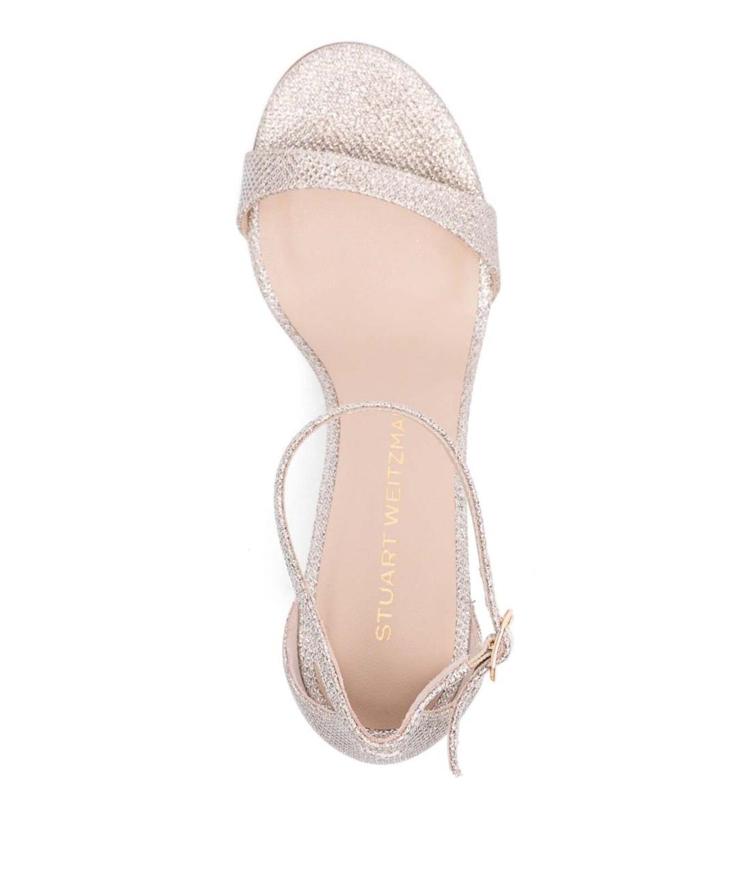 STUART WEITZMAN Серебряные кожаные босоножки, фото 4
