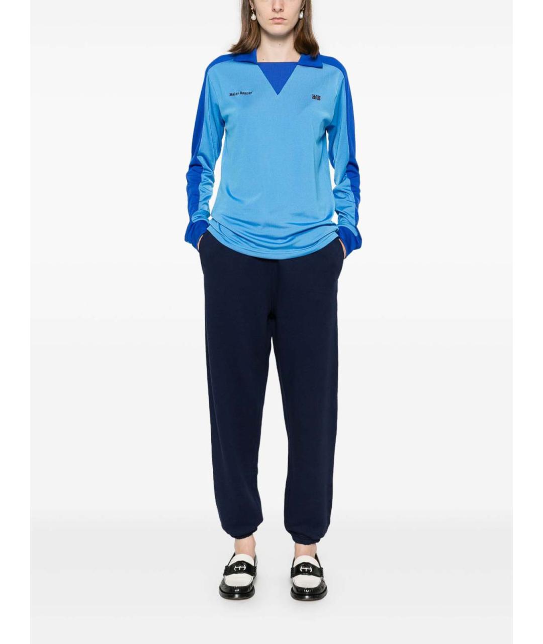 POLO RALPH LAUREN Синие полиэстеровые брюки широкие, фото 5