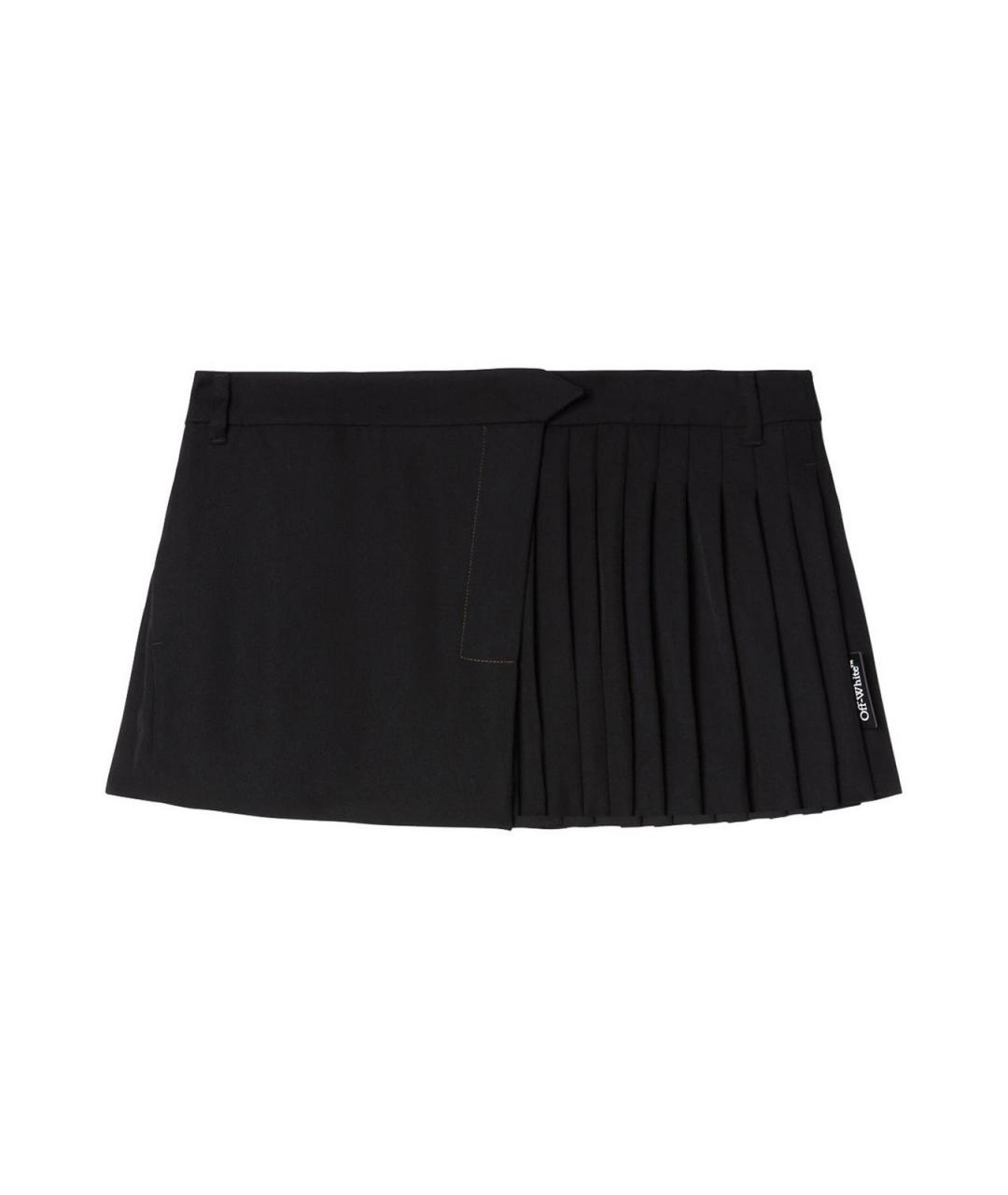 OFF-WHITE Черная шерстяная юбка мини, фото 1