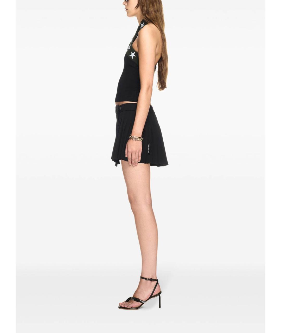 OFF-WHITE Черная шерстяная юбка мини, фото 5