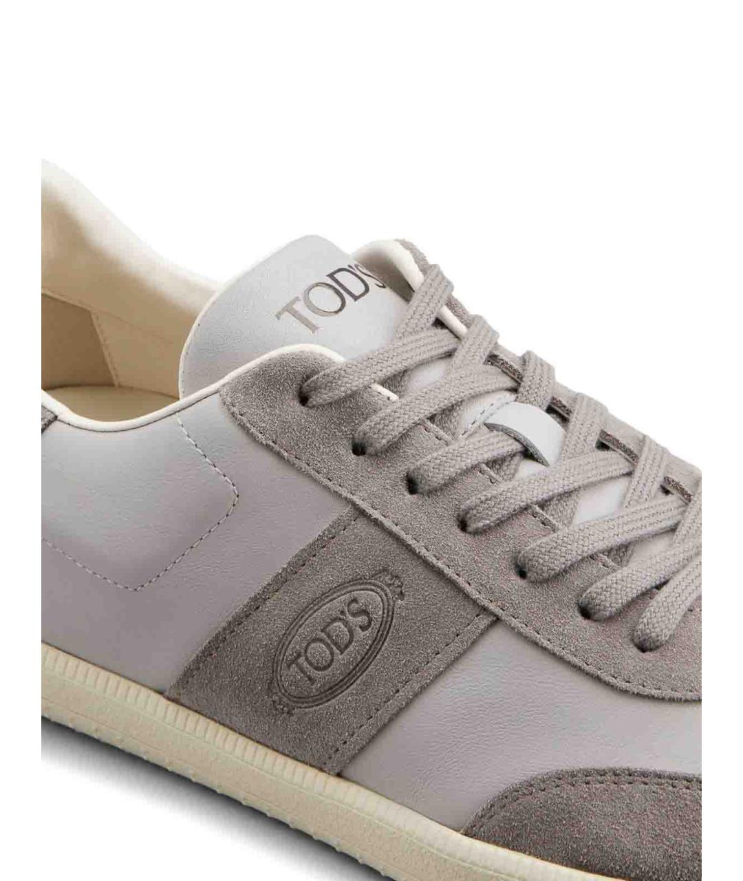 TOD'S Бежевые кожаные низкие кроссовки / кеды, фото 4