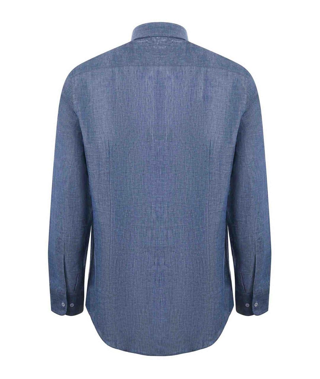 ETRO Синяя льняная классическая рубашка, фото 3