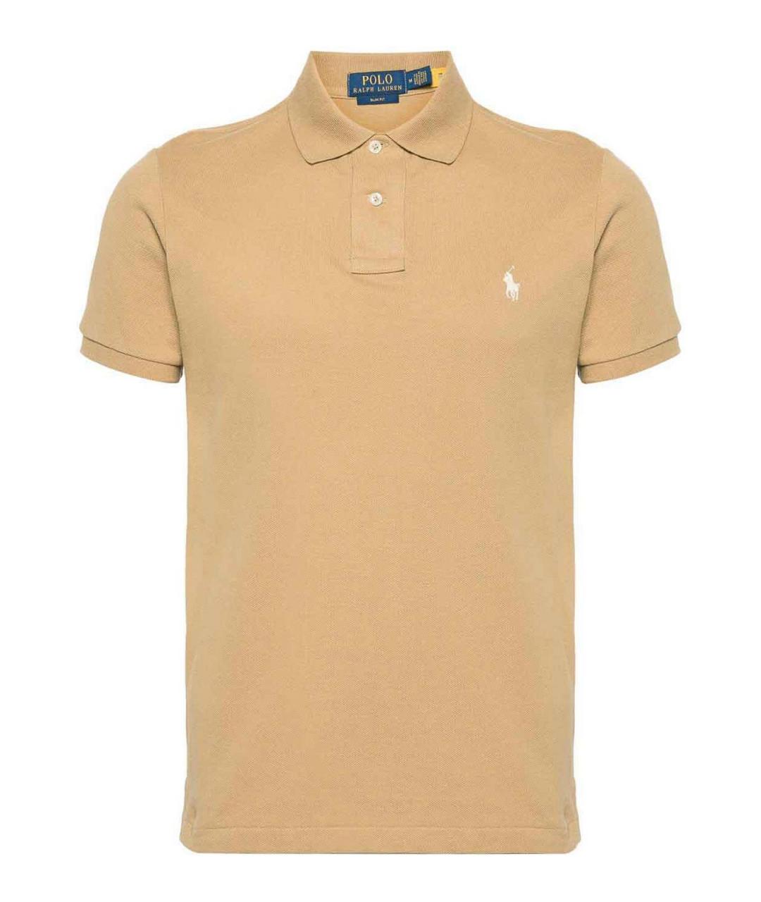 POLO RALPH LAUREN Бежевое хлопковое поло с коротким рукавом, фото 1