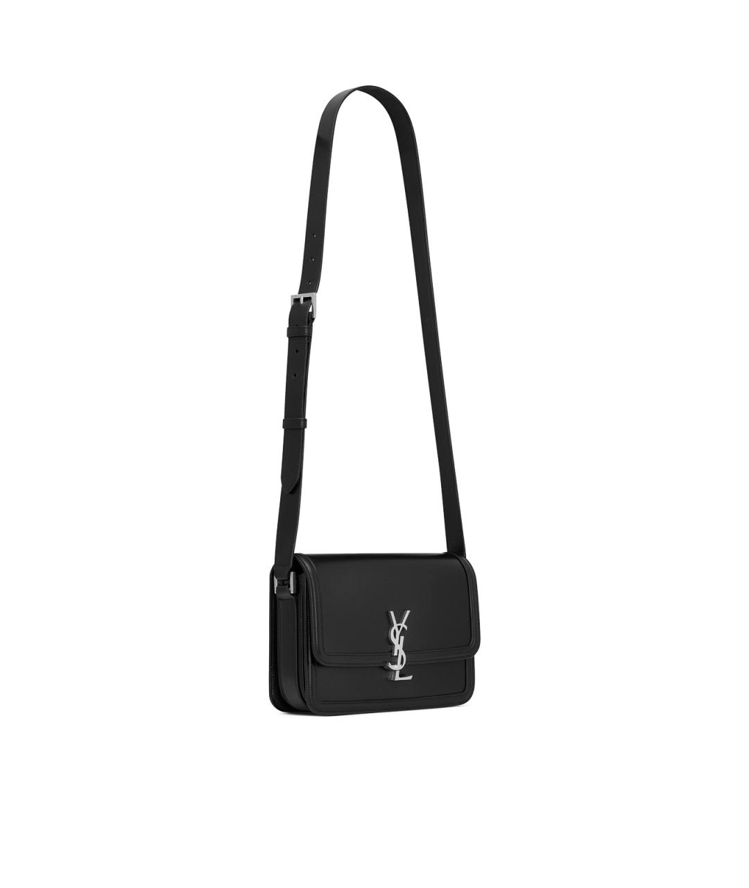 SAINT LAURENT Черная кожаная сумка на плечо, фото 2