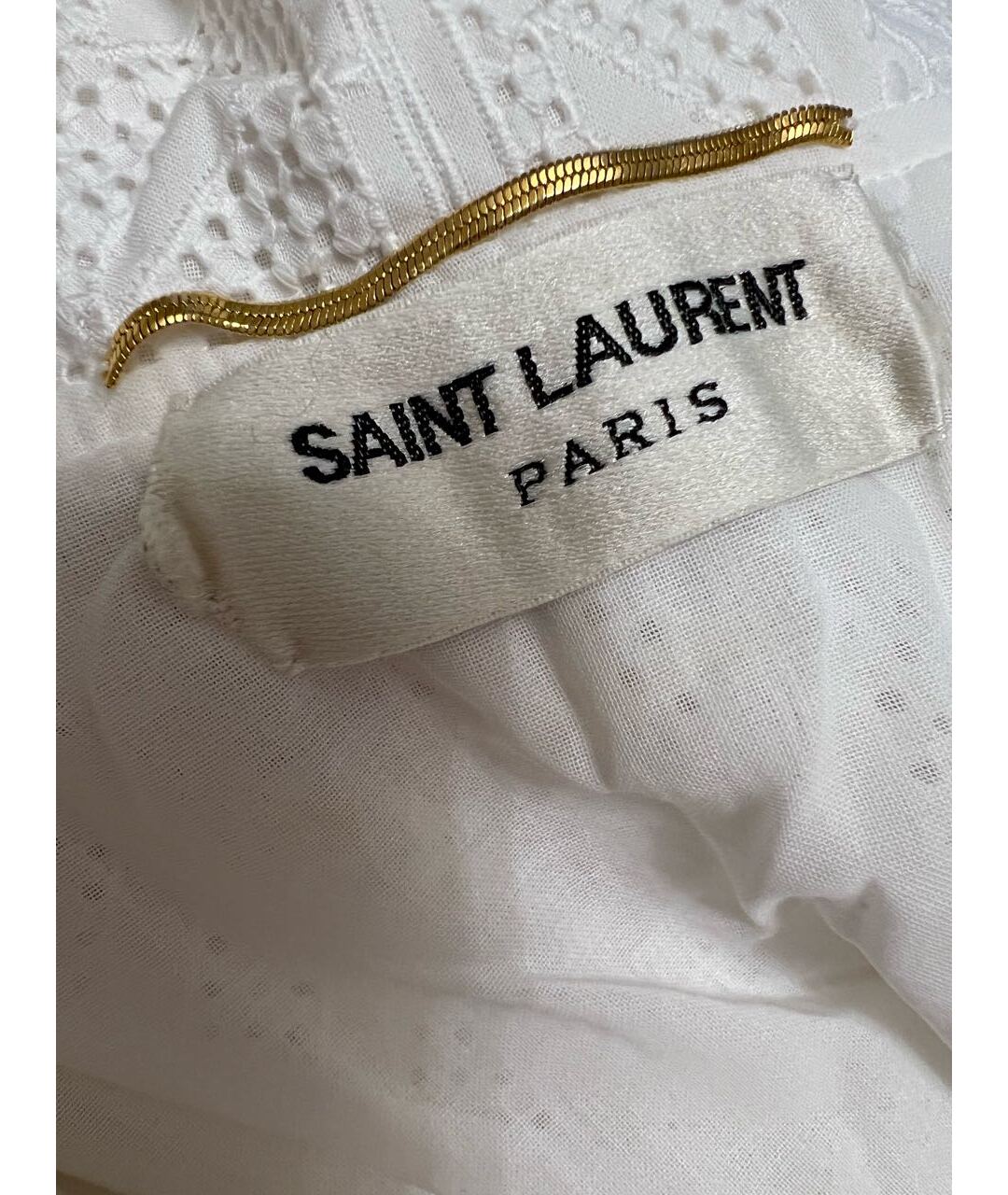 SAINT LAURENT Белое хлопковое повседневное платье, фото 5