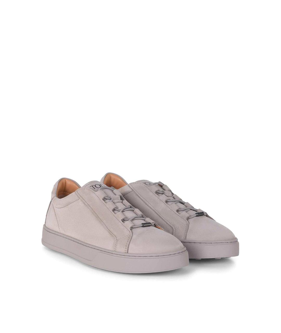 TOD'S Бежевые нубуковые низкие кроссовки / кеды, фото 2