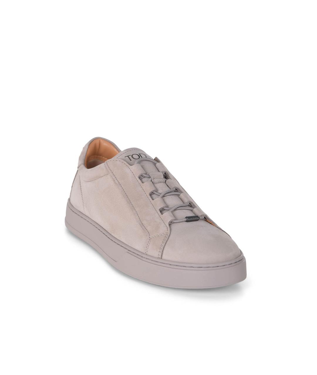 TOD'S Бежевые нубуковые низкие кроссовки / кеды, фото 3