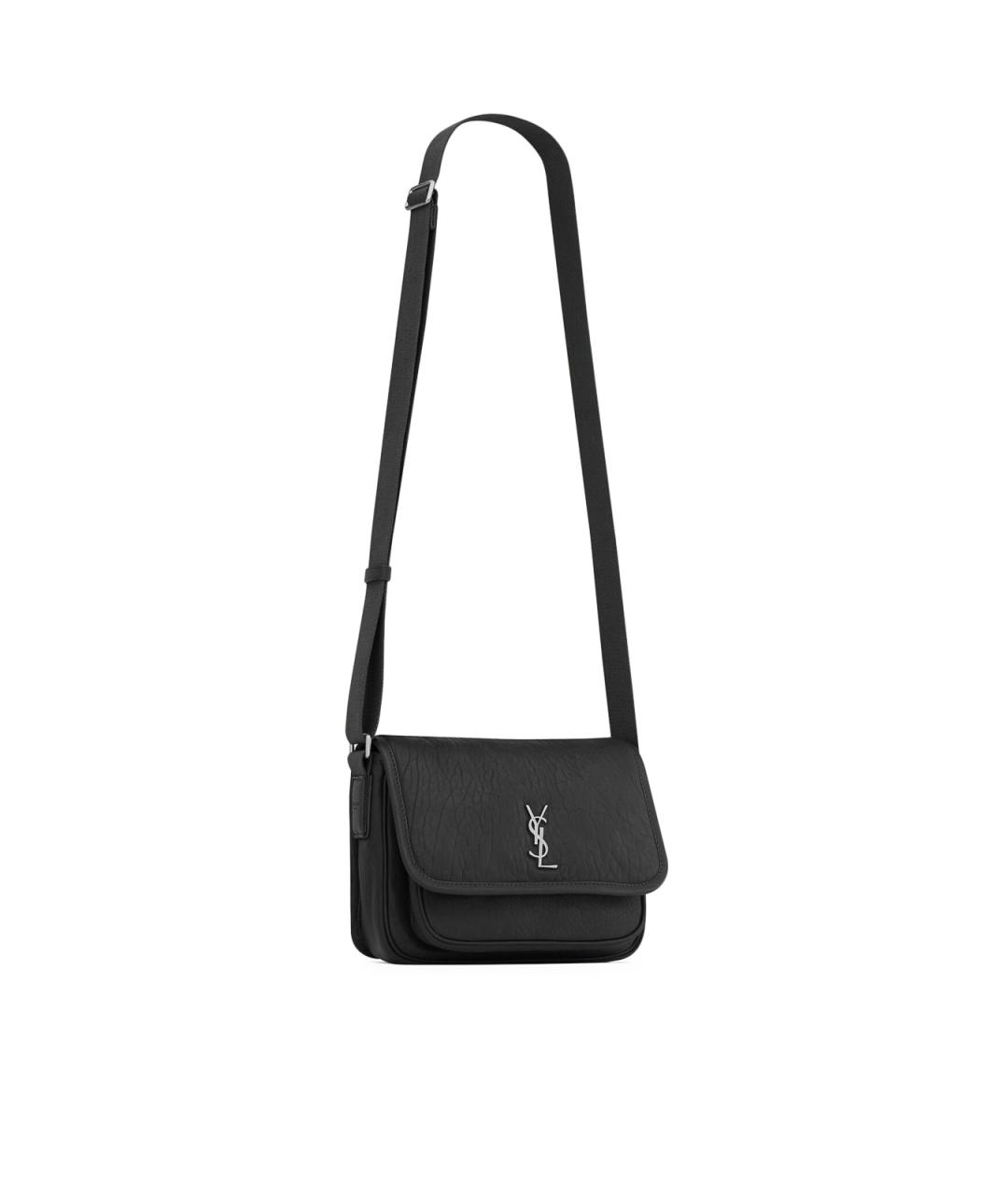 SAINT LAURENT Черная кожаная сумка на плечо, фото 2