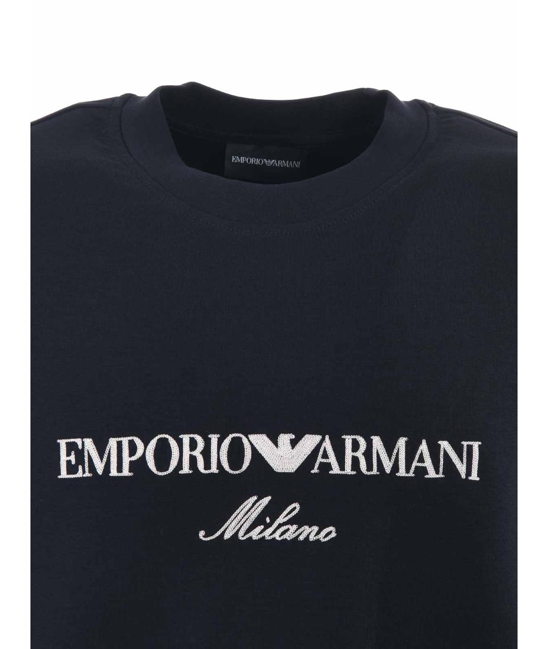 EMPORIO ARMANI Темно-синий хлопковый джемпер / свитер, фото 4