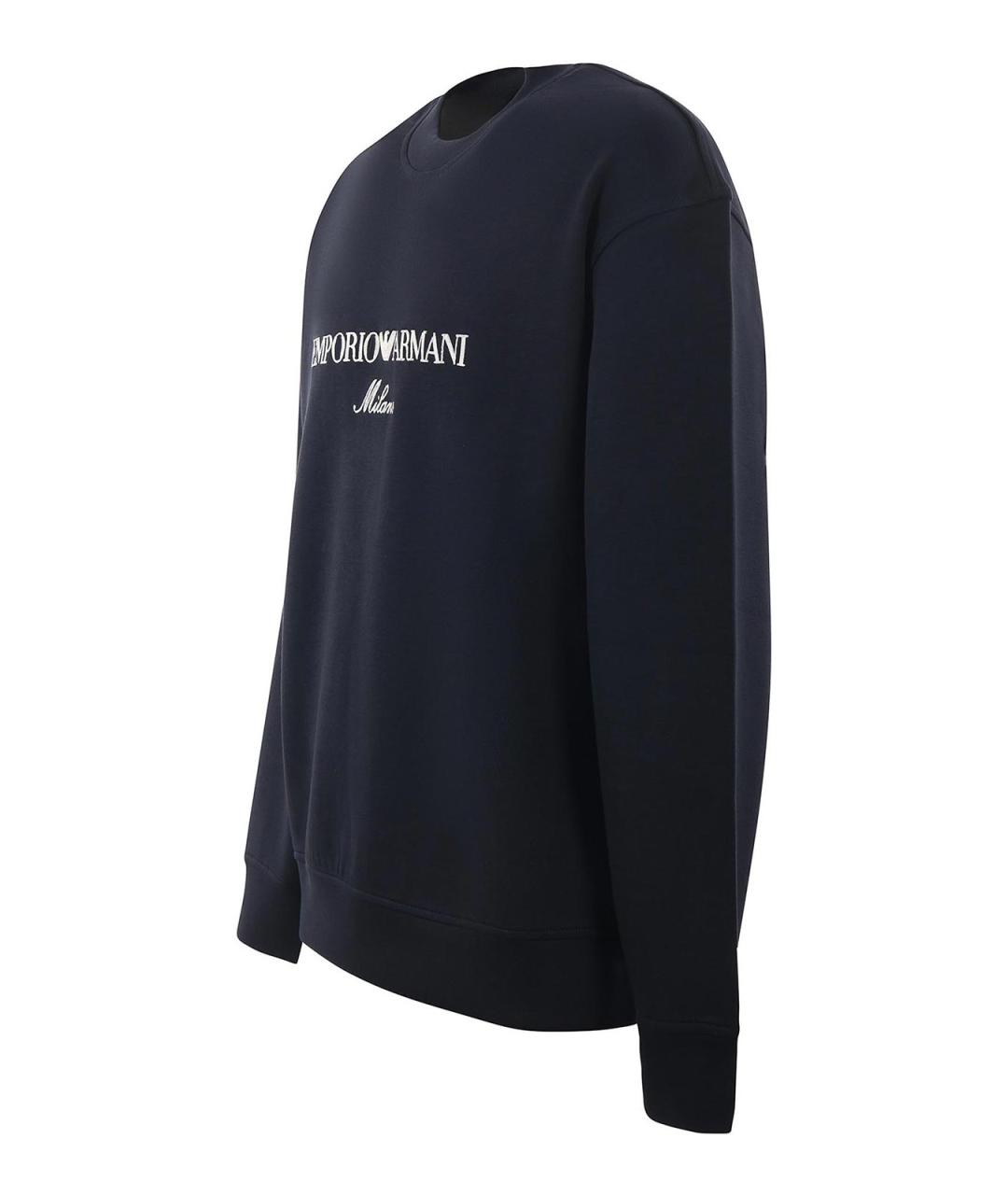 EMPORIO ARMANI Темно-синий хлопковый джемпер / свитер, фото 2