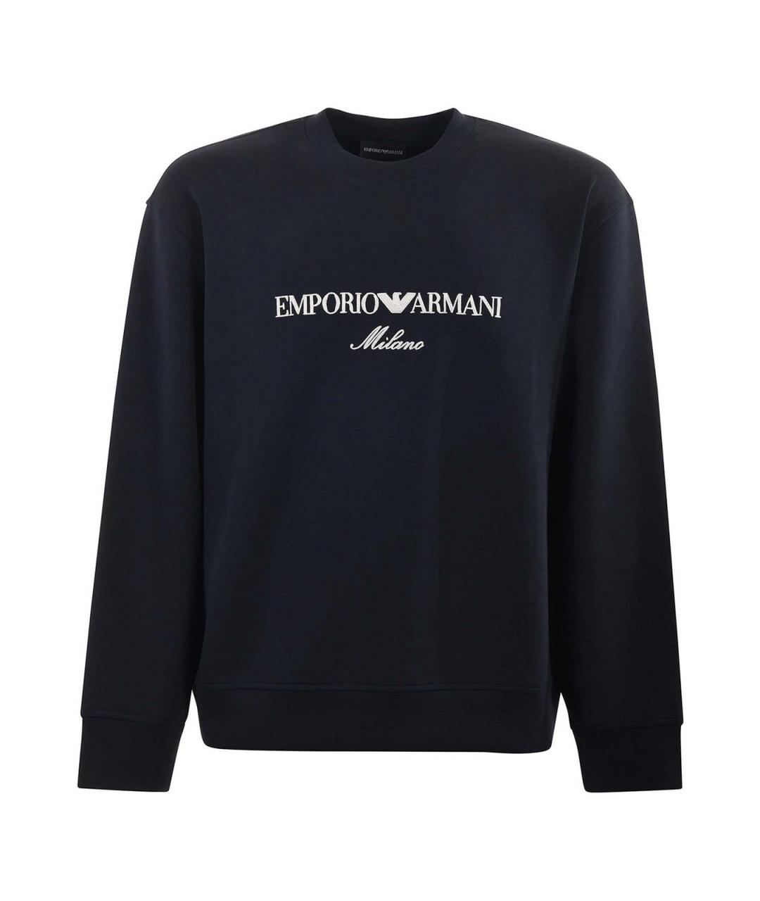 EMPORIO ARMANI Темно-синий хлопковый джемпер / свитер, фото 1