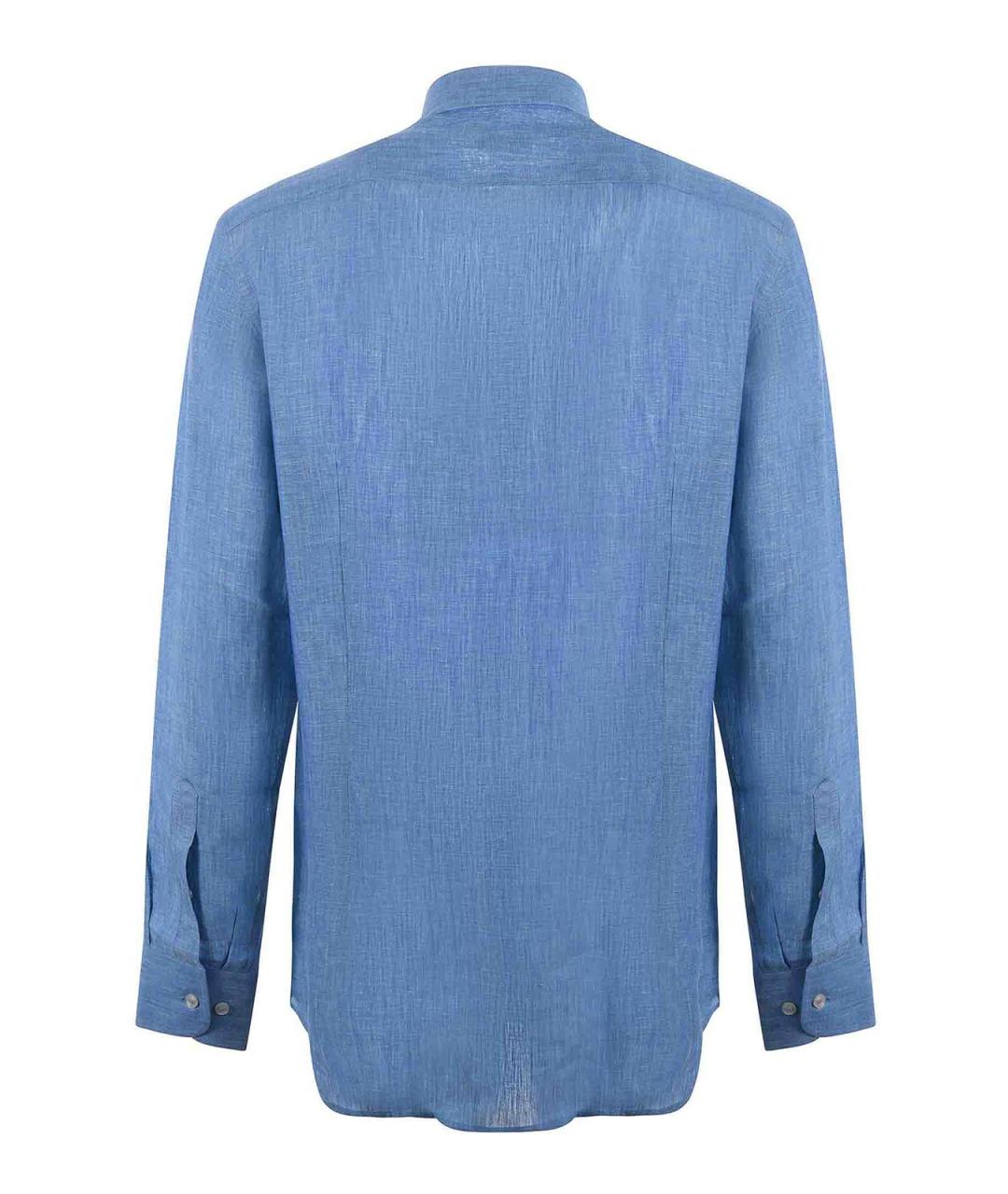 ETRO Синяя льняная классическая рубашка, фото 3