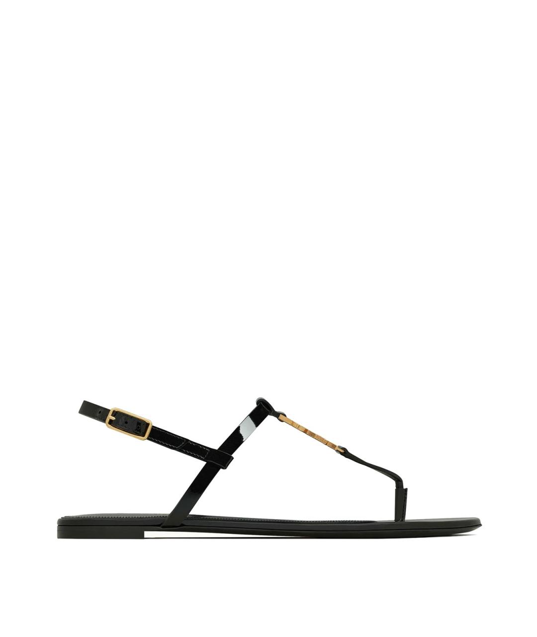 SAINT LAURENT Черные сандалии из лакированной кожи, фото 1
