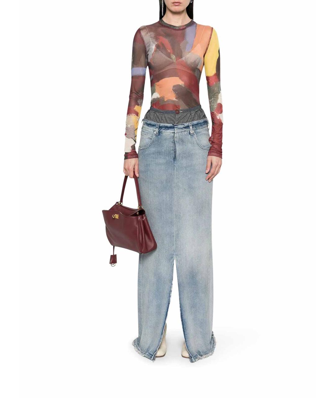 MAISON MARGIELA Синяя хлопковая юбка миди, фото 2